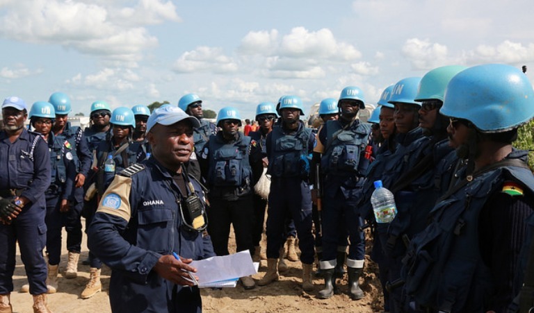 Assistant Superintendent of Police (ASP), Sylivia Adzo Sowlitse commands the Ghanaian police unit at the UN protection p site in Bentiu, on 19 September 2017 (UNMISS photo)