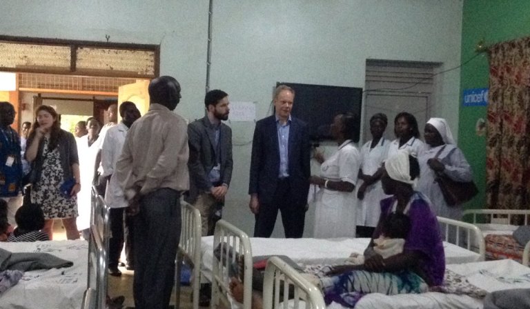 MatthewRycroft, Permanent Secretary of the UK’s Department for International Development visit to Al Sabah Hospital  in Juba on 5 April 2017 (Photo Rycroft Twitter page)