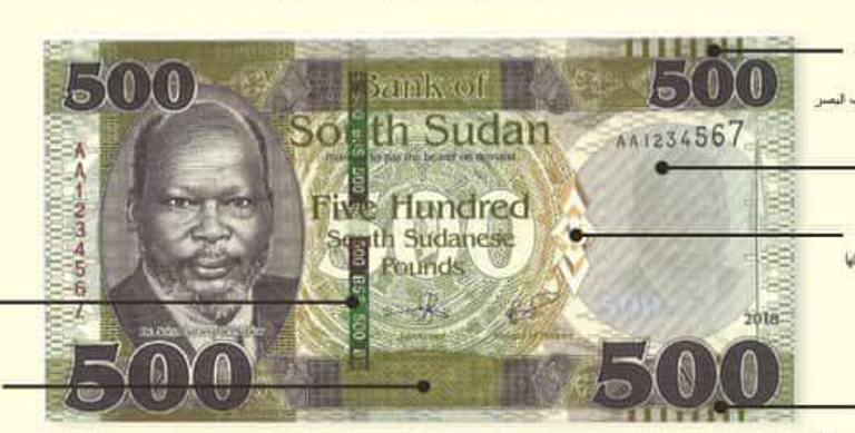 Sudan South 500 Pounds 2018 aUNC Lemberg-Zp 