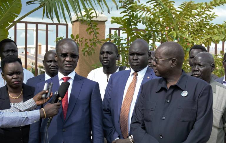 Amb. Telar Deng after his return to Juba on 23 August 2018 (Photo South Sudanese presidency)