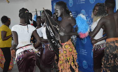 South Sudanese citizens perform at the inter-cultural dialogue organised by Konrad Adenauer Stiftung in Kampala, Sept, 22, 2018 (ST)