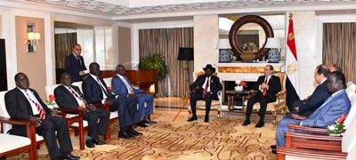 President Al-Sisi of Egypt meeting South Sudan's Salva Kiir in Beijing (Press Photo)