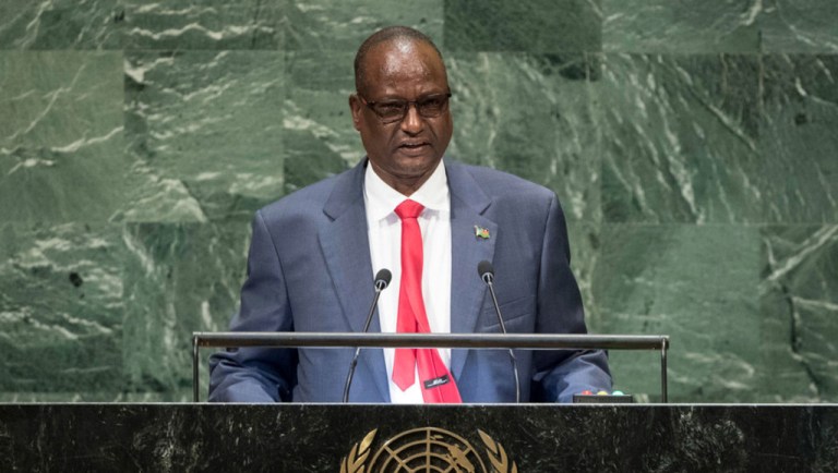 Taban Deng Gai, South Sudan First Vice President, addresses the 73 session of the UN General Assembly on 28 September 2018 ( UN Photo-Kim Haughton)