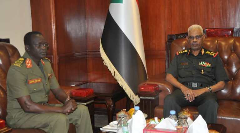 Sudan Defence Minister Gen Ibn Ouf meets South Sudan army chief of staff on 2 October  2018 (ST Photo)