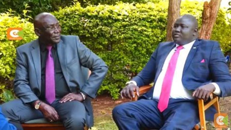 Gen Paul Malong and Lawrence Lual Malong Yor Jr speak to Kenya CitizenTV on 14 Oct 2018 (Youtub capture from KCTV)