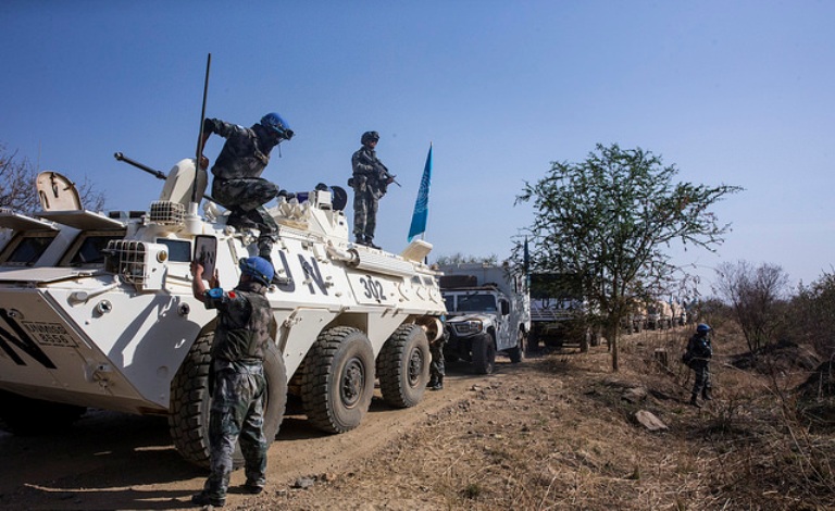UNMISS military convoy escorting ceasefire monitors in Kajo-Keji on 16 January 2018 (UNMISS photo)
