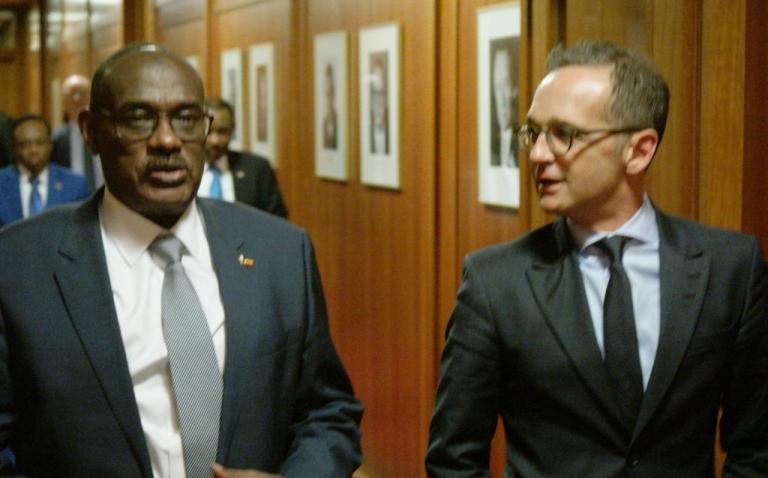 Sudan's FM Dirdeiry Ahmed and his German counterpart Heiko Maas in Berlin on 23 Nov 2018 Photo (Sudan FM)