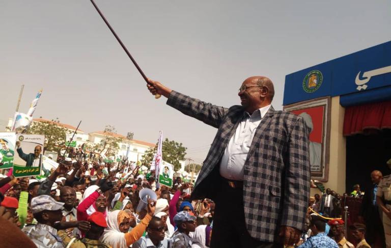 Omer al-Bashir in Nyala on 14 January 2019 (ST Photo)