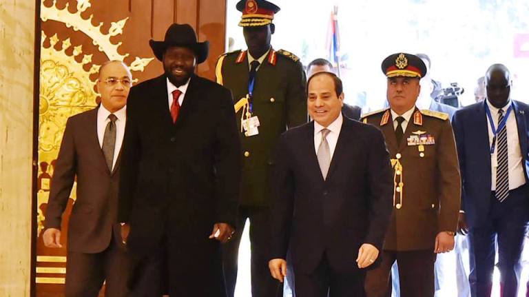 President Kiir received by President al-Sisi in Cairo on Thursday 17 January 2019 (Photo SSPPU)