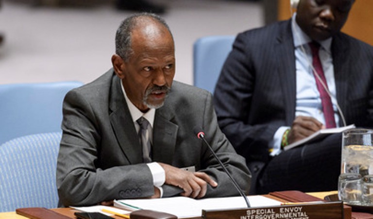 Ismail Wais, IGAD Special Envoy to South Sudan, briefs the Security Council on 27 February 2018 (UN Photo)