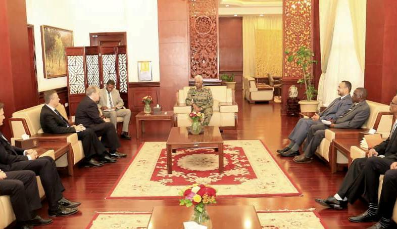 Sudan FVP Ibn Ouf meets the Russian Presidential envoy Mikhail Bogdanov on Sunday 17, 2019 (SUNA photo)