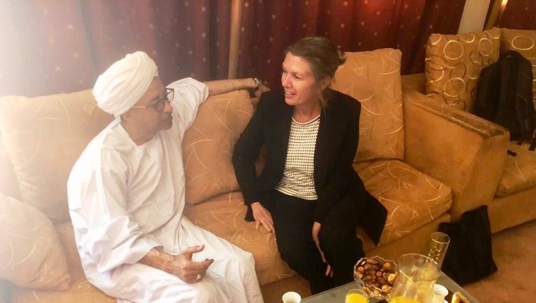 SCoP leader Omer al-Digair receives Amb Karin Boven of Netherlands on 10 March 2019 (Photo Dutch Embassy)