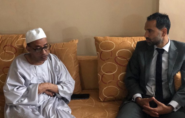 UK ambassador Irfan Siddiq meets SCoP leader al-Digair after his release on 5 March 2019 (Photo British Embassy)