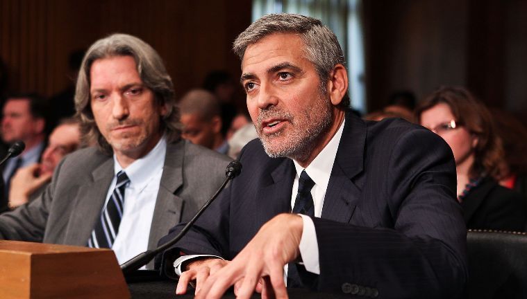 Clooney and Prendergast testify before the Senate Foreign Relations Committee on 14 March 2018 (Photo WireImage)