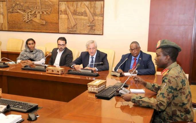Shams al-Din Kabbashi, TMC spokesperson meets UN envoy for Sudan on 8 May 2019 (Photo SUNA)