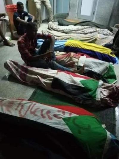 bodies of some people killed by the RSF militiamen on the sit-in area at a hospital in Khartoum on 3 June 2019 (ST photo)