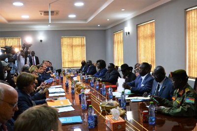 A UN Security Council delegation meeting South Sudanese officials in Juba, October 20, 2019 (PPU photo)
