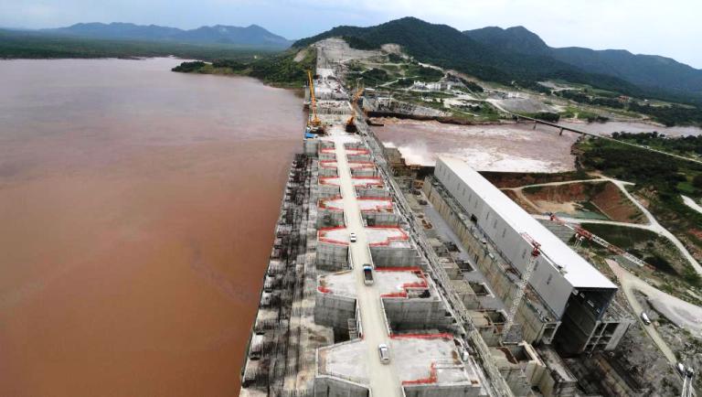 Ethiopia's Grand Renaissance Dam is seen as it undergoes construction work on the Blue Nile in Guba Woreda, Ethiopia on 26 Spet 2019 (Reuters photo)