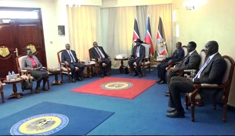 President Kiir chairs first meeting of the collegial presidency on 26 Feb 2020 (SSPPU photo