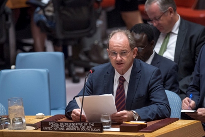 David Shearer UNMISS head briefs the Security Council on 26 September 2017 (UN photo)