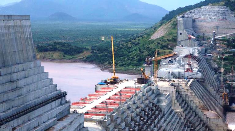 Ethiopia's Grand Renaissance Dam is seen as it undergoes construction work on the Blue Nile river in Guba Woreda, Benishangul Gumuz Region, Ethiopia on September 26, 2019. (Reuters photo)