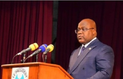 Félix Tshisekedi DRC President speaks in a meeting on the GERD issues on 4 April 2021 (ACP photo)