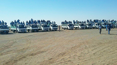 جانب من قوات داهمت مخيم (سودان جديد) للاجئين الجنوبيين جنوبي الخرطوم ـ صورة لـ (سودان تربيون)