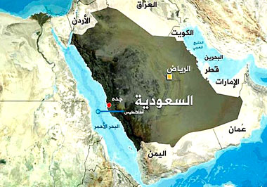 خارطة من موقع صحيفة (اليوم) السعودية يظهر (اطلانتس 2) في البحر الأحمر بين السودان والسعودية
