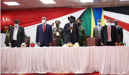 قادة الحكومة ورئيس جنوب السودان وزعيم الحركة الشعبية خلال فاتحة جولة التفاوض في جوبا