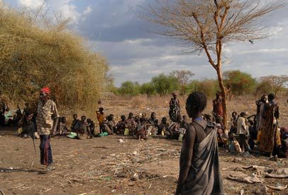 صورة لنازحين من قبيلة المورلي بولاية جونقلي بجنوب السودان - أٌ ف ب