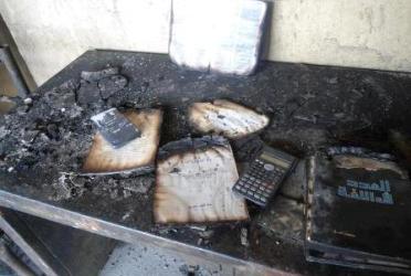 صورة لاحدى الغرف الطلابية بعد اضرام النار في احدى داخليات جامعة الخرطوم يوم الخميس 31 يناير 2013 (صورة وزعها ناشطون)