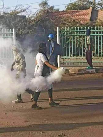 A female protester