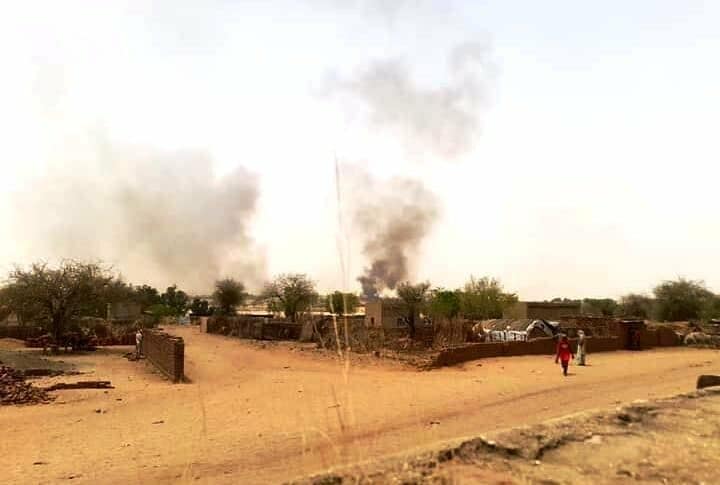 Burning houses in Kerenkeik area east of West Darfur capital Geneina, following intercommunal clashes on APril 22, 2022