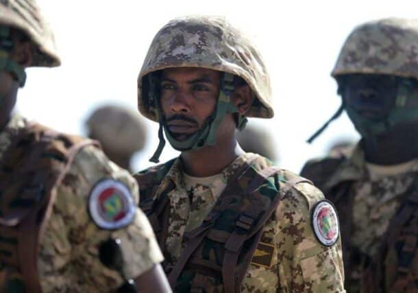 Sudanese soldiers participating in the Thunder of the North joint military exercise in Saudi Arabia on 16 Feb 2016 (Photo SPA)