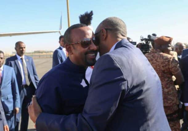 Al-Burhan welcomes Ahmed at the Khartoum airport on January 26, 2023