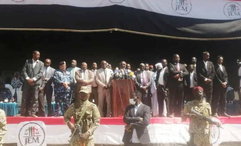 Gibril Ibrahim speaks in Nyala on January 19, 2023