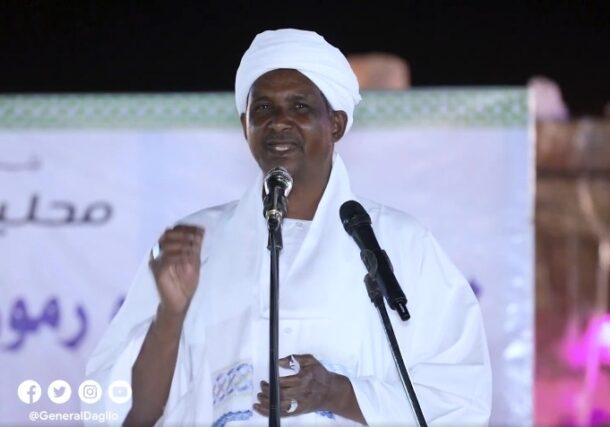 Hemetti speaks in Northern Bahri area on February 7, 2023