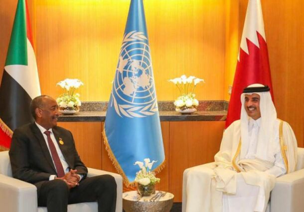 Emir Tamim bin Hamad receives General Abdel Fattah al-Burhan in Doha on March 5, 2023