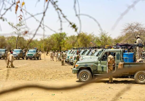 RSF vehicles deployed in Um Dukhun,of Central Darfur near the border with the CAR on March 8, 2023
