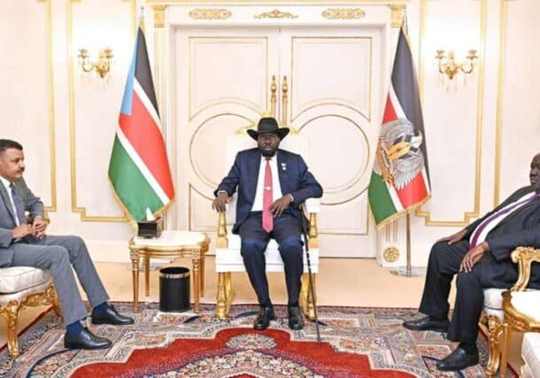President Kiir (C) received Youssif Ezat RSF Commander's adviser on May 17, 2023