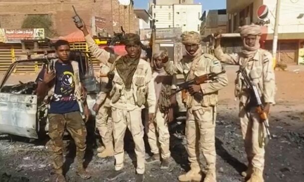 RSF fighters announcing they destructed a force of the Sudanese army in El-Geneina on April 22, 2023