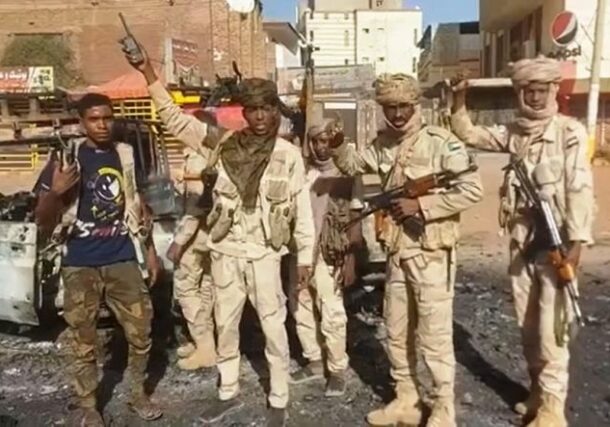 RSF fighters announcing they destructed a force of the Sudanese army in El-Geneina on April 22, 2023