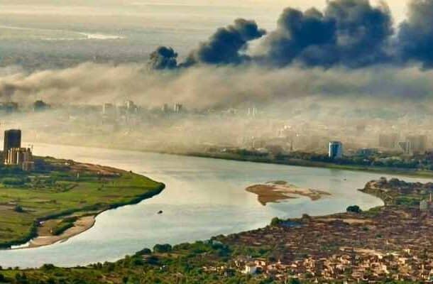 Smoke rises from Sudan’s capital as conflict grips Khartoum on May 22, 2023