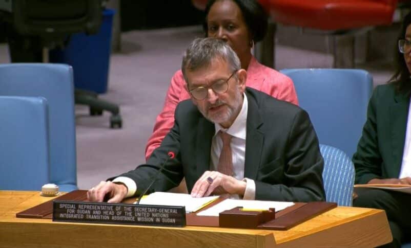 Volker Perthes briefs the Security Council about the situation in Sudan on May 22, 2023