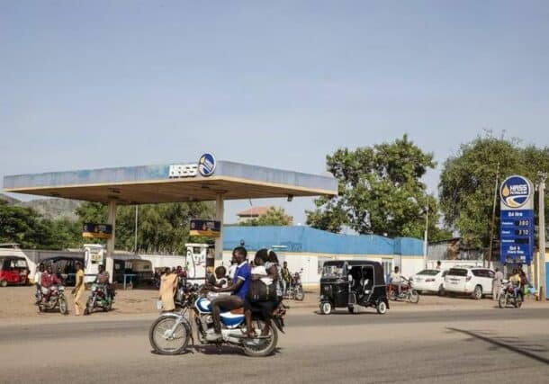 Motorcyclists use a Hass Petroleum Ltd. gas station in Juba, South Sudan, on Sunday, June 6, 2021 (AFP photo)