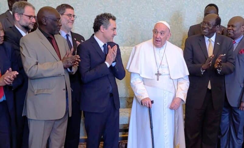 Pope Francis receives delegations from South Sudan, government and opposition participating in peace talks with Sant'Egidio in Vatican on March 24, 2024
