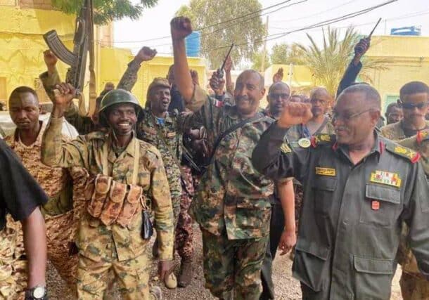 SAF commander in chief al-Burhan visits his troops inn Khartoum on May 302023