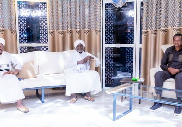 RSF leader Hemetti receives JEM leader Gibril Ibrahim and his peace secretary Ahmed Tgud on March 18, 2023