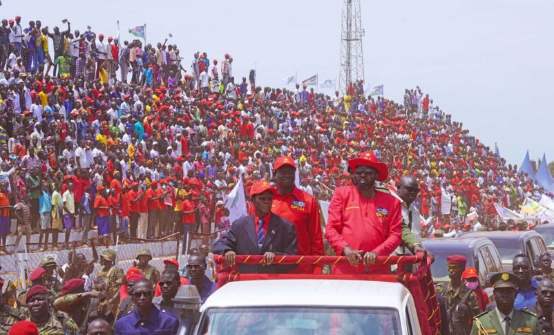 Much Work Needed For Free Fair And Credible Elections RJMEC Sudan   Wani And Kiir At An SPLM Endorsement For 2023 Elections At Rally In Wau On July 2023 802x485 