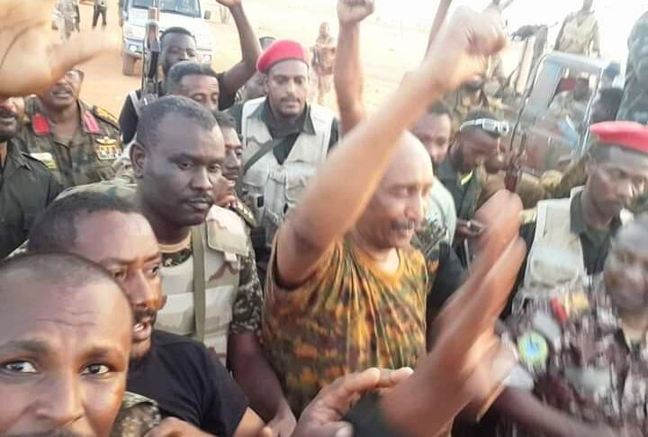 Al-Burhan among his troops in Omdurman on Thursday 24 August 2023